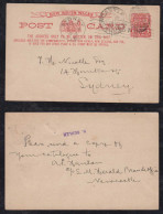 New South Wales Australia 1905 Stationery Postcard NEWCASTLE X SYDNEY - Cartas & Documentos