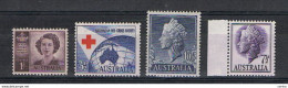 AUSTRALIA:  1947/57  DIFFERENTS  -  LOT  4  UNUSED  STAMPS  -  YV/TELL. 155 A//236 - Nuevos