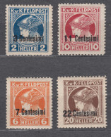 Austria Feldpost Occupation Of Italy 1918 Mi#20-23 Mint Hinged - Gebraucht