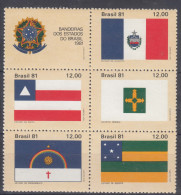 Brazil Brasil 1981 Flags Mi#1859-1863 Mint Never Hinged - Unused Stamps