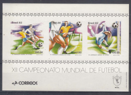 Brazil Brasil 1982 Football World Cup Mi#1876-1878 Imperforated Block, Mint Never Hinged - Unused Stamps