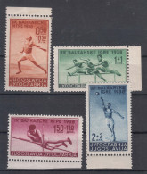 Yugoslavia Kingdom, Sport 1938 Mi#362-365 Mint Never Hinged - Unused Stamps