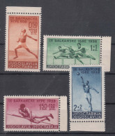 Yugoslavia Kingdom, Sport 1938 Mi#362-365 Mint Never Hinged - Nuevos
