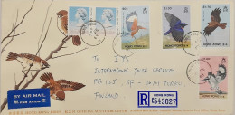 HONG KONG 1988 Complete 4v Set Of BIRDS Stamps (Michel #536/39) On Official FDC REGISTERED To FINLAND As Per Scan - Brieven En Documenten