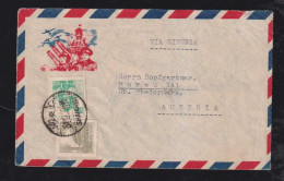 China 1954 Army Propaganda Airmail Cover SHANGHAI X MURAU Austria - Covers & Documents