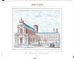 Belgique, "Carte Porcelaine" Porseleinkaart, Le Séminaire épiscopal, 1843 Bruges, Delay De Muythere , Dim: 127 X 103 Mm - Porzellan