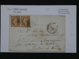 BR16 FRANCE BELLE LETTRE  1863 NANTES AU CHATEAU LAVALLIERE CASTEL LAUNAY  ++ PAIRE DE NAPOLEON N° 21 ++ - 1862 Napoléon III