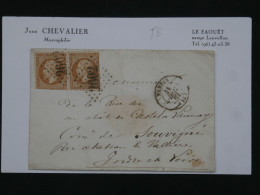 BR16 FRANCE BELLE LETTRE  1863 NANTES AU CHATEAU LAVALLIERE CASTEL LAUNAY  ++ PAIRE DE NAPOLEON N° 21 ++ - 1862 Napoleone III