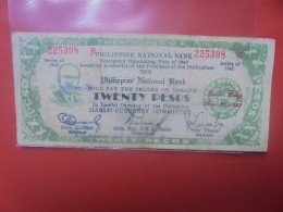 PHILIPPINES BILLET D'URGENCE 20 PESOS Circuler (B.29) - Philippines