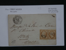 BR16 FRANCE BELLE LETTRE 1864  CHATEAU LAVALLIERE A METZ +CACHET D+ NAPOLEON N° 22+AFF. PLAISANT+++ - 1862 Napoleon III