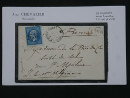BR16 FRANCE BELLE LETTRE 1865 PETIT BUREAU PORT PIERRE A RENNES + NAPOLEON N° 22+O.R. AFF. PLAISANT+++ - 1862 Napoléon III.