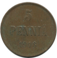 5 PENNIA 1916 FINNLAND FINLAND Münze RUSSLAND RUSSIA EMPIRE #AB228.5.D - Finland