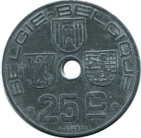 25 CENTIMES 1945 FRENCH Text BÉLGICA BELGIUM Moneda #BA421.E - 25 Centesimi