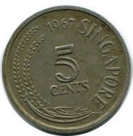5 CENTS 1967 SINGAPOUR SINGAPORE Pièce #AR170.F - Singapour