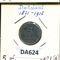 5 PFENNIG 1921 A ALEMANIA Moneda GERMANY #DA624.2.E - 5 Renten- & 5 Reichspfennig