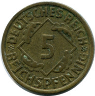 5 REICHSPFENNIG 1936 A GERMANY Coin #DB881.U - 5 Renten- & 5 Reichspfennig