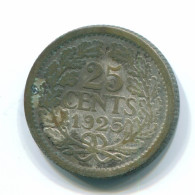 25 CENT 1925 NÉERLANDAIS NETHERLANDS Pièce ARGENT #S13695.F - Zilveren En Gouden Munten