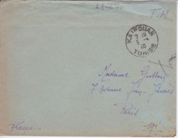 ENVELOPPE - PAR AVION  FM - KAIROUAN TUNISIE -  AU DOS CACHET R.A.C.T -  POSTE  AUX ARMEES - Documents