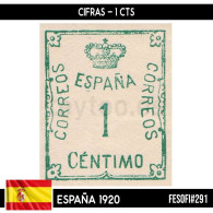 B0548.2# España 1920. Cifra, 1 Cts (MNH) FES#291 - Nuevos