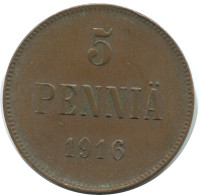 5 PENNIA 1916 FINNLAND FINLAND Münze RUSSLAND RUSSIA EMPIRE #AB232.5.D - Finland