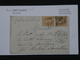 BR16 FRANCE BELLE LETTRE 1869  ANGERS  AU CHATEAU LAVALLIERE CASTEL LAUNAY  + NAPOLEON N° 28 +AFF. PLAISANT+++ - 1863-1870 Napoléon III Lauré