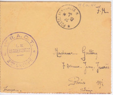 CARTE-LETTRE  FM - POSTES AUX ARMEES - CACHET R.A.C.T - VAGUEMESTRE 2° GROUPE - 20 MAI 1940 - Documents