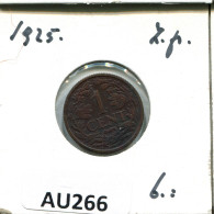 1 CENT 1925 NIEDERLANDE NETHERLANDS Münze #AU266.D - 1 Cent