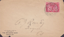 Canada THE MOLSONS BANK, Deluxe Cds. LONDON Ontario 1897 Cover Brief Lettre ROQUOIS Ont. (Arr. Cds.) (2 Scans) - Lettres & Documents