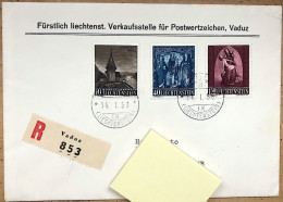Liechtenstein 1957: Weihnachten Zu 306-308 Mi 362-364 Yv 324-326 O VADUZ 14.I.58 >> LES CERLATEZ 15.I.58 (Zu CHF 50.00) - Covers & Documents