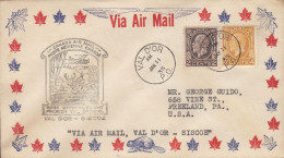 Canada Via Air Mail 1st First Official Flight VAL D'OR - SISCOE 1935 Cover Lettre Beaver Cachet (2 Scans) - Poste Aérienne