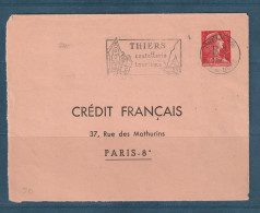 France - Enter Postal - Marianne De Muller - Timbré Sur Commande Du Crédit Français - Thiers Coutellerie - 1963 - Standard- Und TSC-Briefe (vor 1995)