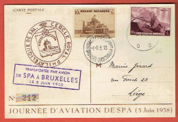 19P - Envoi Par Avion 1938 - Spa A Bruxelles Obl Spéciale Sur N°466 Et 471 - Spa