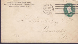 United States Postal Stationery Ganzsache PRIVATE Print LANGLEY, BURR & Co BOSTON 1895 PHILADELPHIA (Arr.) - ...-1900