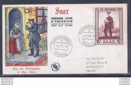 Enveloppe Fdc Tag Der Briefmarke Journee Du Timbre 1955 Sarre - FDC