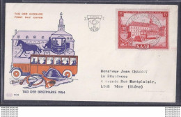 Enveloppe Locale Journee Du Timbre 1954 Sarre - FDC