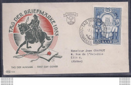 Enveloppe Tag Der Briefmarke Journee Du Timbre 1953 Sarre - FDC