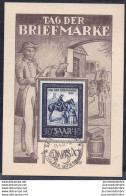 Carte Maximum Tag Der Briefmarke Journee Du Timbre 1952 Sarre - Maximum Cards