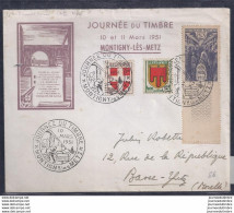 Enveloppe Locale Journée Du Timbre 1951 Montigny Les Metz - 1950-1959