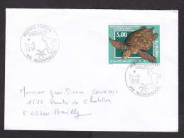 Mayotte: Cover To France, 1998, 1 Stamp, Turtle, Sea Animal, Special Cancel, Map, Starfish (traces Of Use) - Lettres & Documents