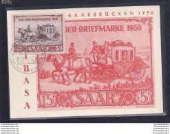 Carte Maximum Tag Der Briefmarke Journee Du Timbre 1950 Sarre - Tarjetas – Máxima