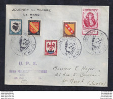 Enveloppe Locale Journee Du Timbre 1947 Le Mans - Other & Unclassified