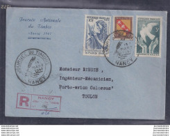Enveloppe Locale Journee Du Timbre 1947 Nancy Recommandée - Altri & Non Classificati