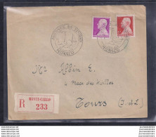 Enveloppe Locale Journee Du Timbre 1946 Monaco Recommandée - Covers & Documents