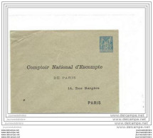 Entier Postal 15 C Sage Repiquage Comptoir National D'escompte Entier Postal 15 C Sage Repiquage Comptoir National D'esc - Sobres Transplantados (antes 1995)