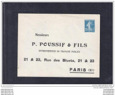 Enveloppe Entier Postal 25c Semeuse Poussif Et Fils - Overprinted Covers (before 1995)