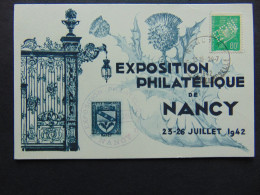 Le Timbre De L'exposition Philatélique De Nancy Sur La Carte Postale De Cette Même Exposition - Lettres & Documents