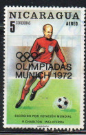 NICARAGUA 1970 1972 OVERPRINTED OLYMPIC GAMES MUNICH FIFA WORLD CUP WINNERS BOBBY CHARLTON ENGLAND 5cor USED USATO OBLIT - Nicaragua