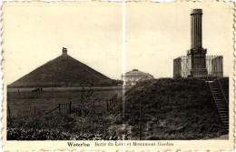 WATERLOO . BUTTE DU LION ET MONUMENT GORDON .  (Trait Blanc Pas Sur Original ) - Waterloo