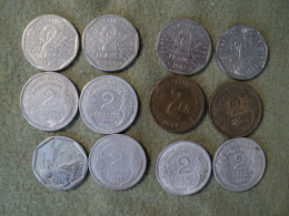 LOT DE 12 PIECES DE DEUX FRANCS DIFFERENTES. 1936 / 1995 - 2 Francs