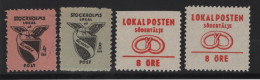 Suede - Poste Locale - Lot De 4 ** Neufs Sans Charniere - Stockholms + Sodertalje - Local Post Stamps